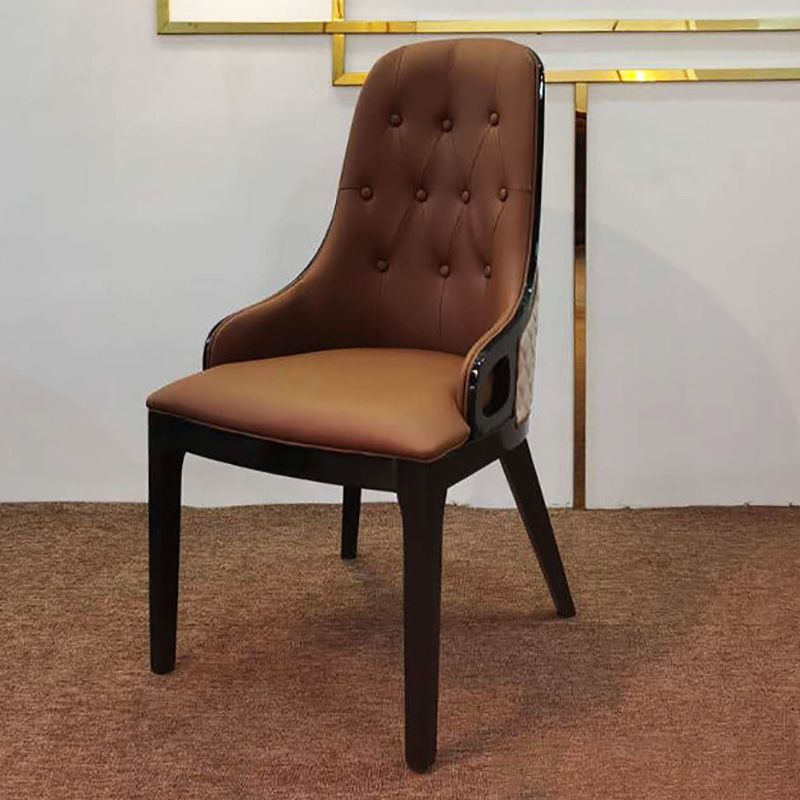 Contemporary Kitchen Dining Chairs Upholstered Side Chairs in Brown