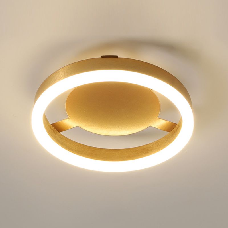 Metal Geometric Shape Flush Mount Light Modern-Style 1 Light Flush Ceiling Light in Gold
