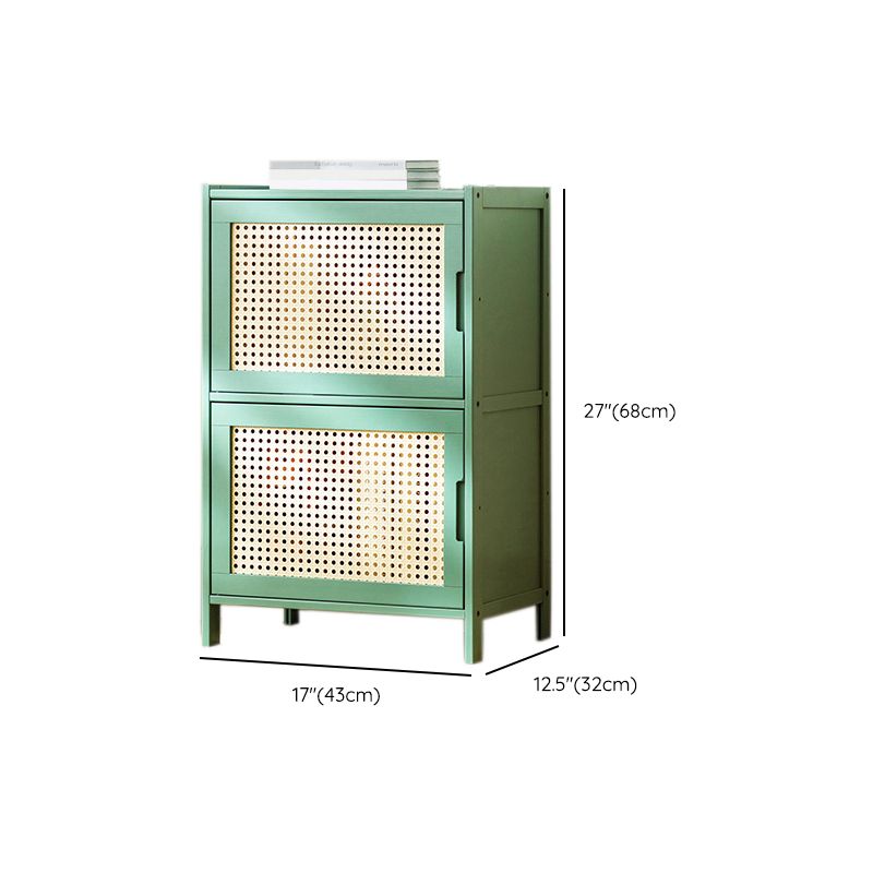 Contemporary Green Wood Accent Cabinet Rectangle Grooves Accent Cabinet