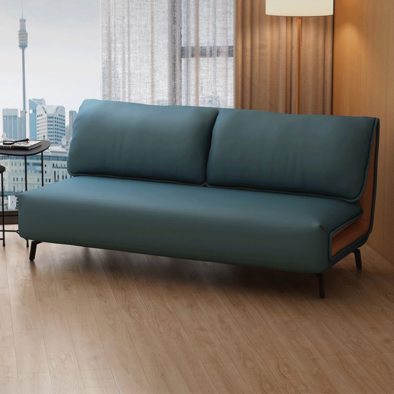 Contemporary Faux Leather Sofa Bed Convertible Armless Sofa Bed