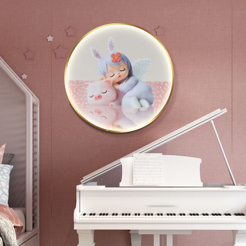 Estilo moderno de forma de círculo muro metal 1 iluminación de apliques de luz para dormitorio