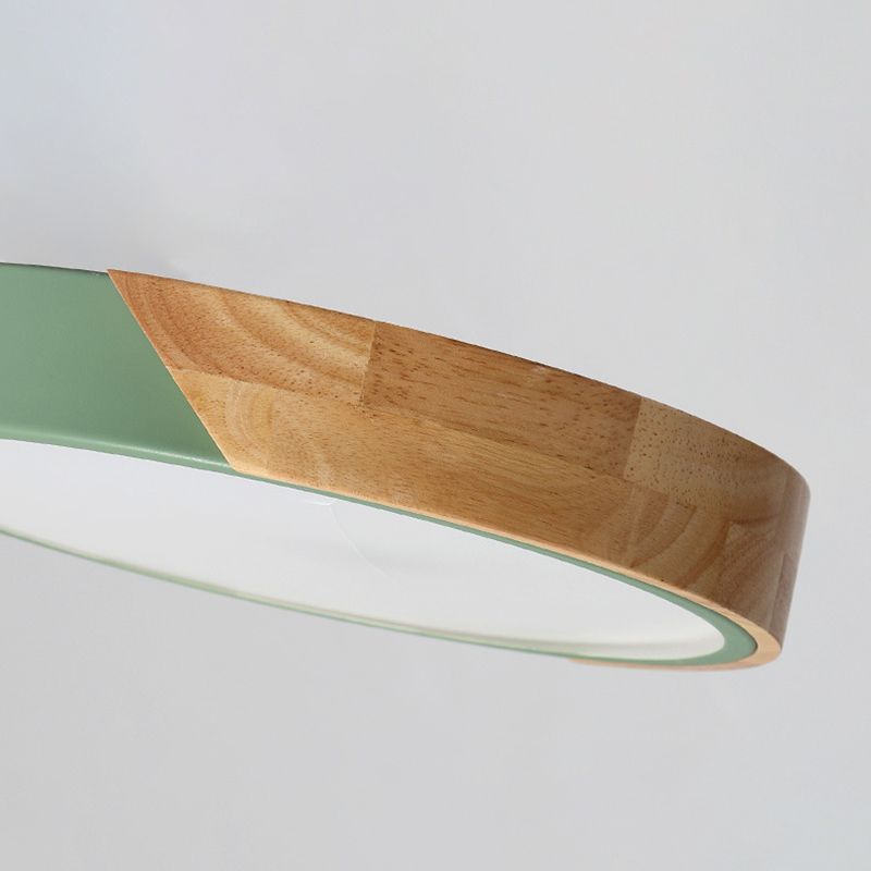 Luminaria de techo interior minimalista, luces de montaje empotrado en techo de metal y madera planas de macarrón