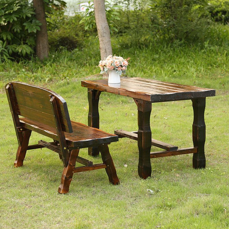 Rustic Rectangle Balcony Table Solid Wood Accent Table for Patio