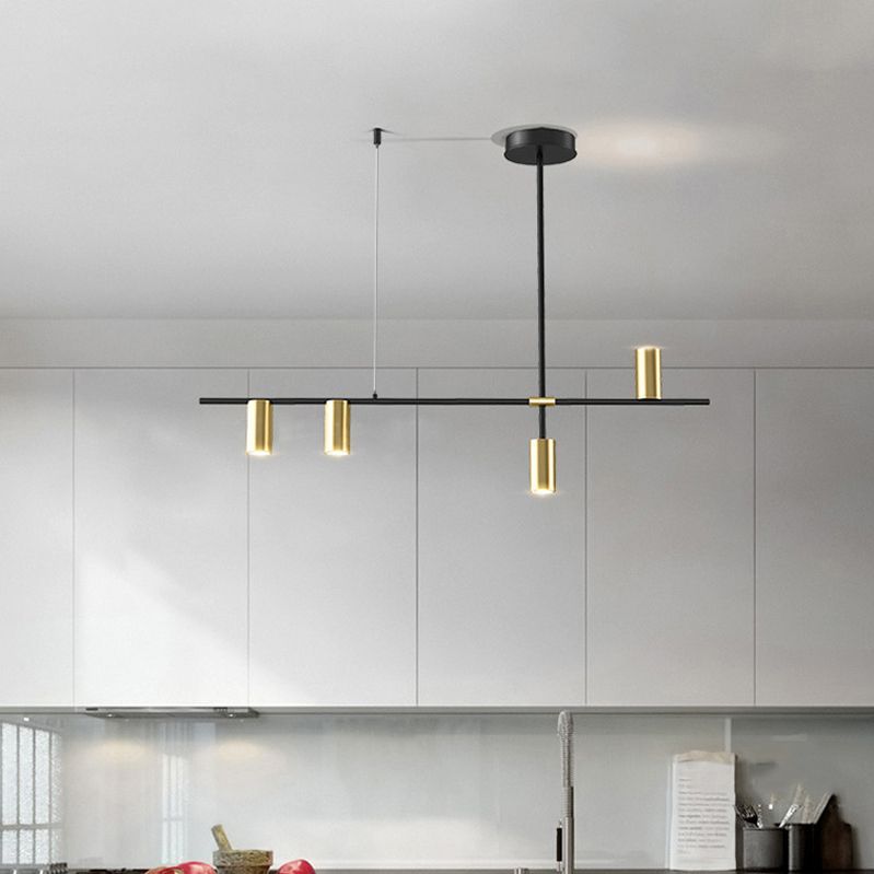 Modern 5 - Light Ceiling Pendant Fixture in Black and Gold Finish Kitchen Island Light