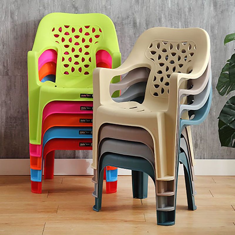 Minimalist Style Stacking Dining Arm Chairs Plastic Open Back Dining Side Chair for Home Use