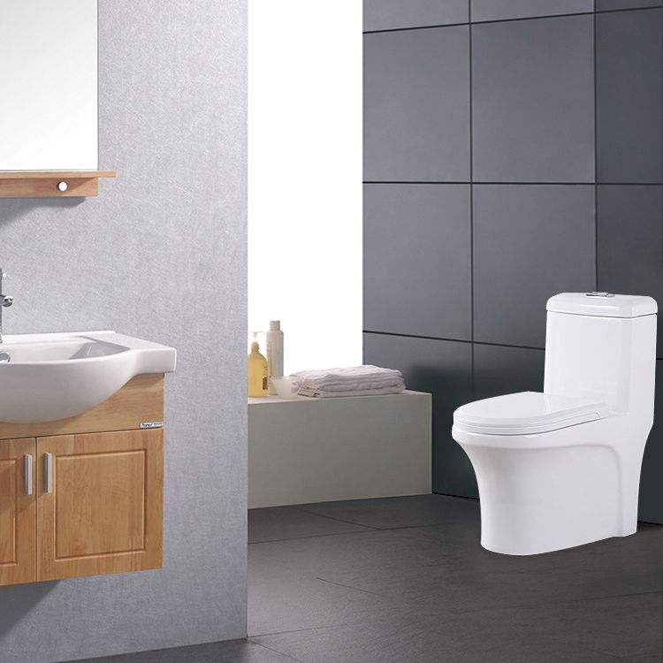 Modern Elongated Toilet Bowl White Flush Toilet with Seat for Bathroom