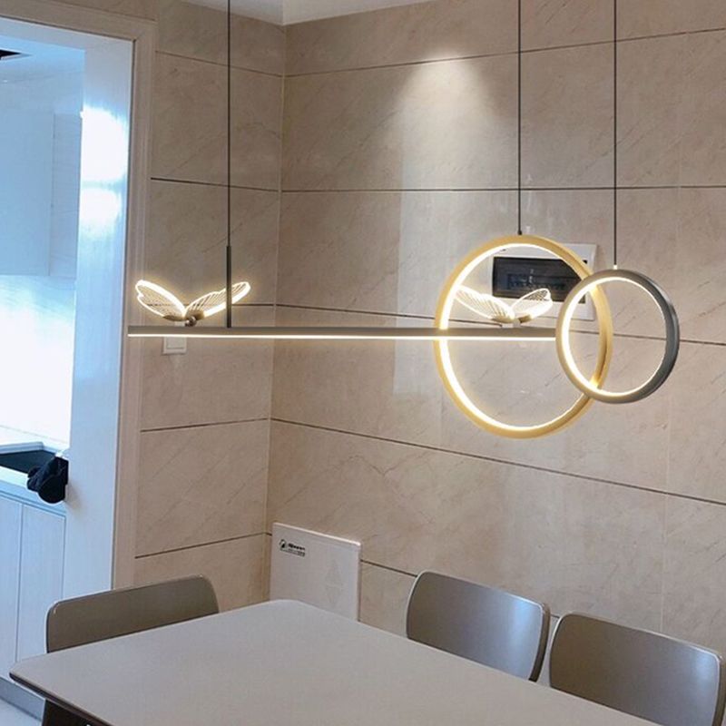 Ideas de iluminación de metal de la isla de 7 luces de estilo lineal de estilo moderno de estilo lineal