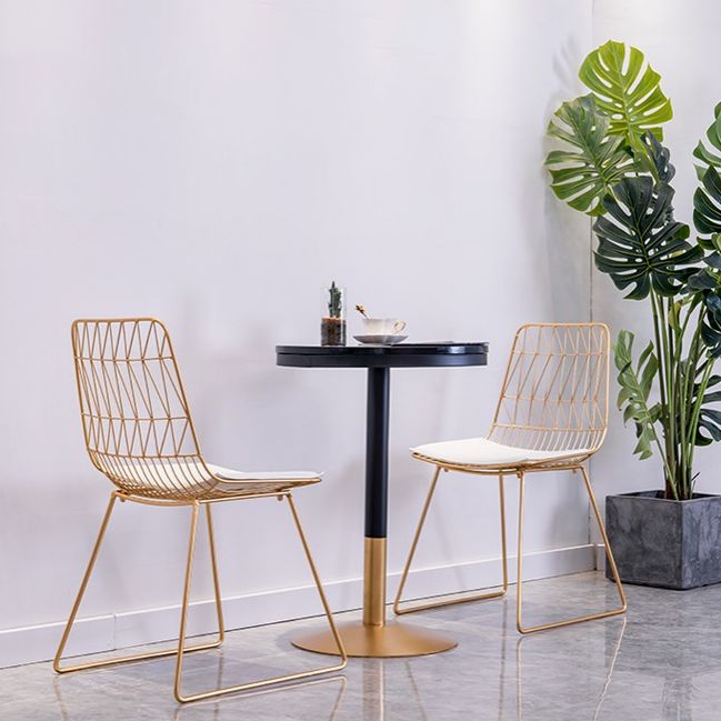 1/3/4 Pieces Glam Iron Bar Table Set Round Bistro Set with Black Faux Marble Top