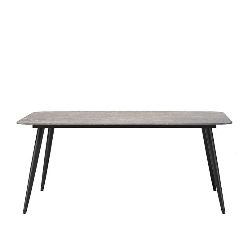 Industrial Rectangle Dining Site Table Stone Top Metal Dining Table in Grey