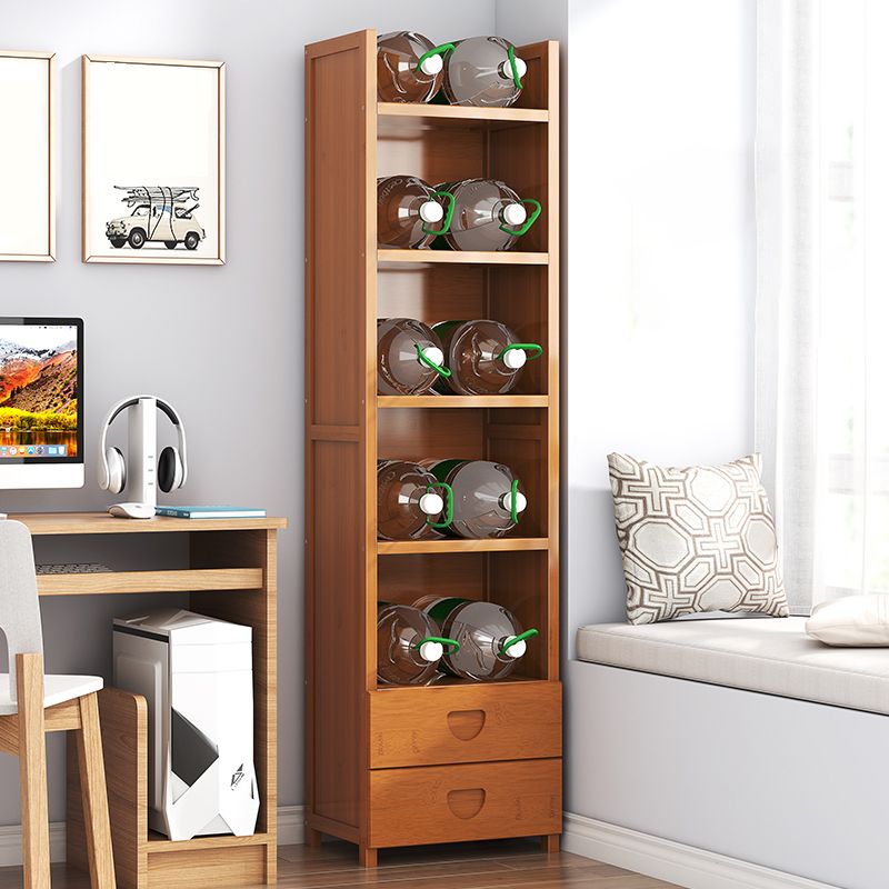 Closed Back Bamboo Bookshelf Contemporary Vertical Bookcase for Home