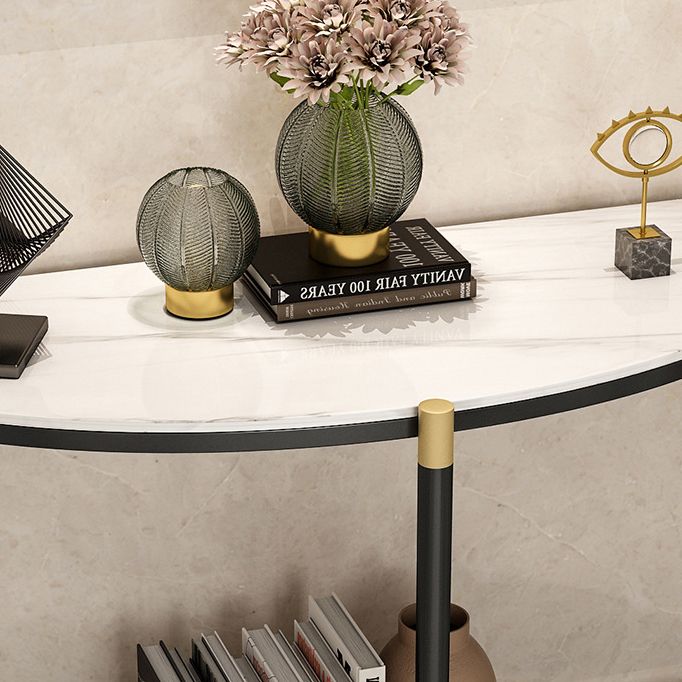 Stone Half Moon Console Table 33.46" Tall Legs Included Accent Table