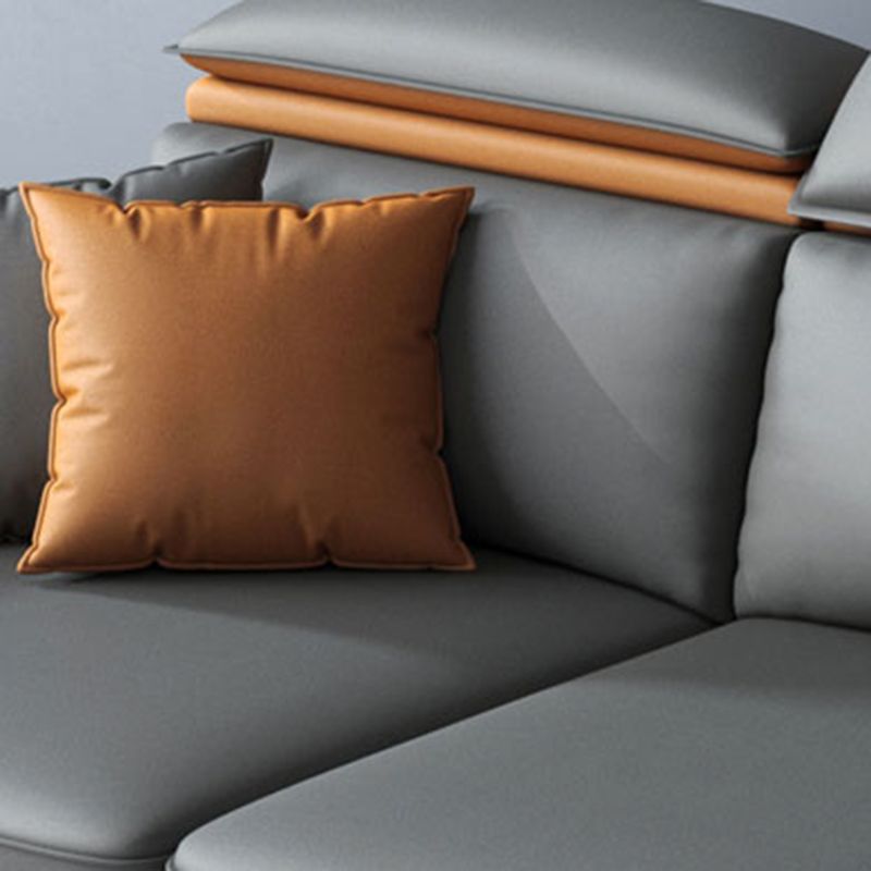 Contemporary 4-Seater L-Shape Sectional Pillow Top Arm Sofa for Living Room