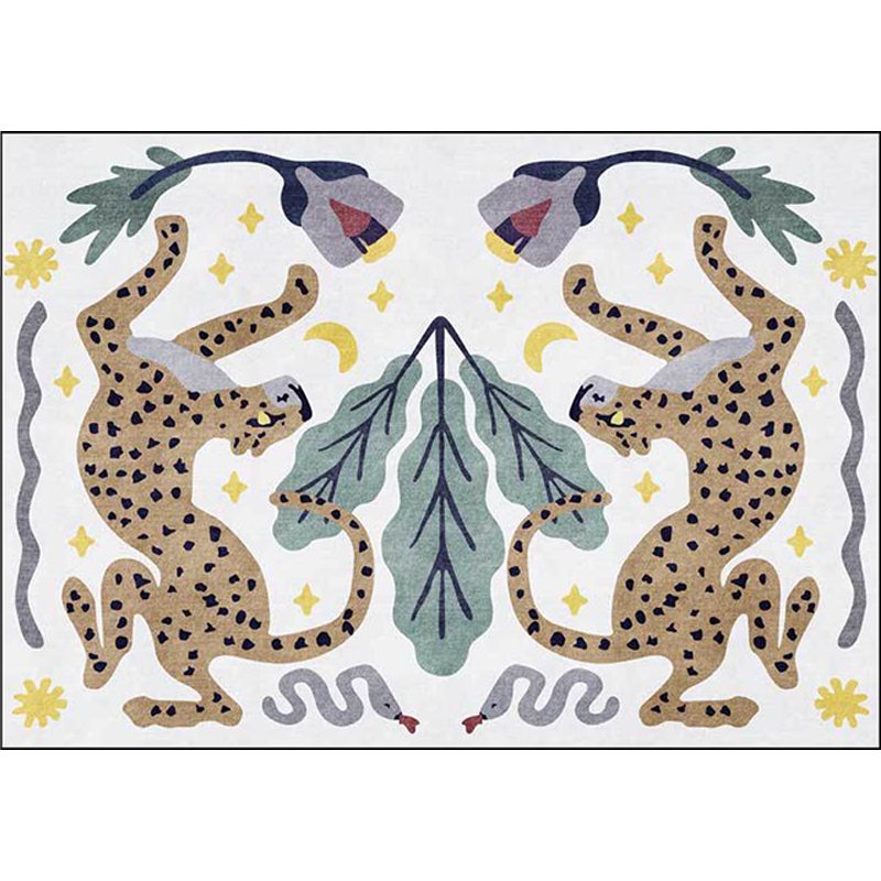 Stijlvol dierenpatroon Tapijtgrijs en blauw Noordisch Trug Polyester Wasbare anti-slip ruggebied Tapijt voor woonkamer