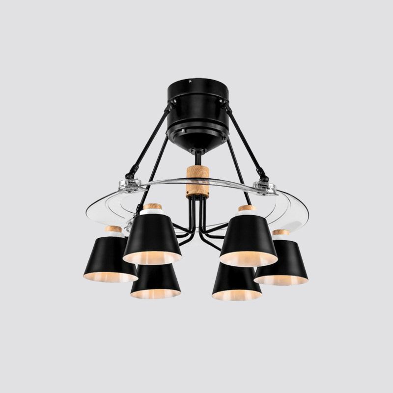 48 "breit geometrische Hangdüfter Leichtsexerität Metall Black Semi-Flush-Halterung mit 4 Klingen