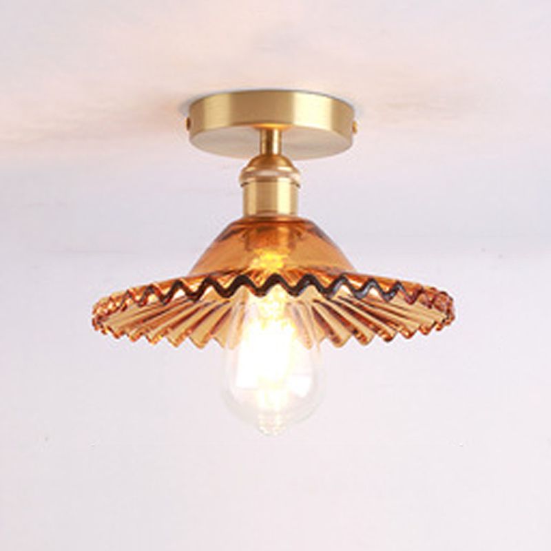 1-Light Ceiling Light Modern Ceiling Mount Lamp with Glass Shade for Bedroom