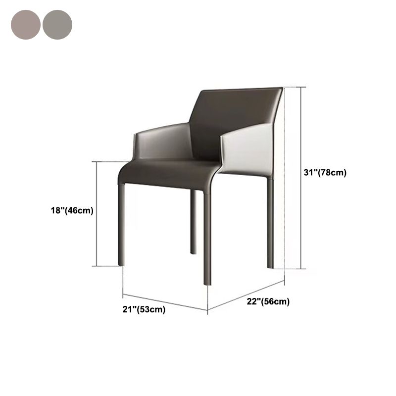 Contemporary Leather Dining Chair Parsons Chair in Matte Finish Indoor