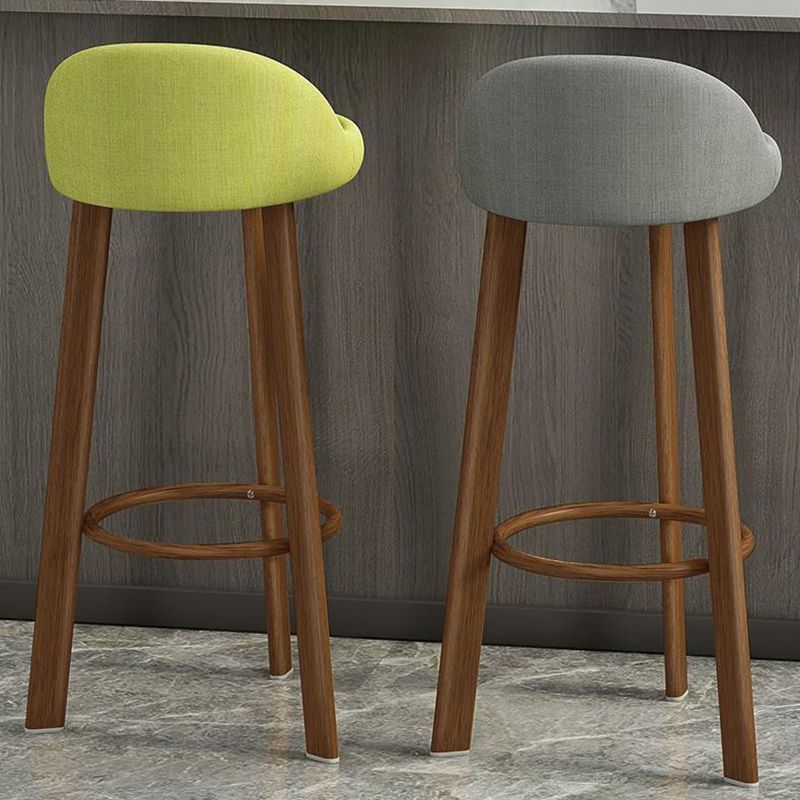 Modern Armless Backrest Counter Stool Steel Cafe Bar Stool with Cushion and Pedal