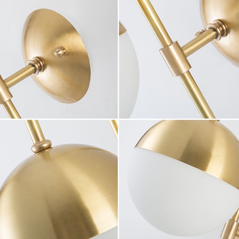 Contemporary Glass Shade Vanity Light Metal Wall Light Sconce for Washroom