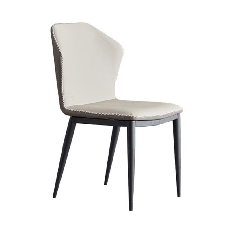 Contemporary Dining Room Chairs Matte Finish Leather Curved Parsons Side Chair