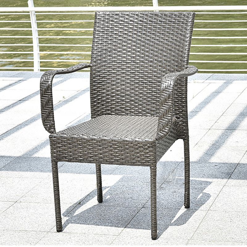 Modern Wicker Dining Set 1/5 Pieces Glass Dining Table Set for Outdoor