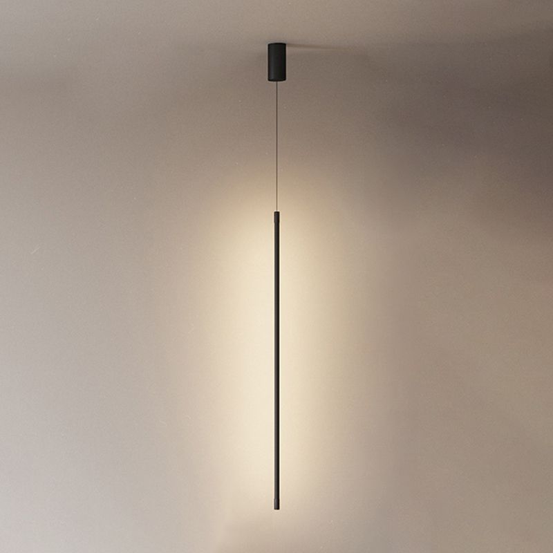 Modern Style Hanging Light Fixture LED Strip Shape Pendant Lamp with Acrylic Shade