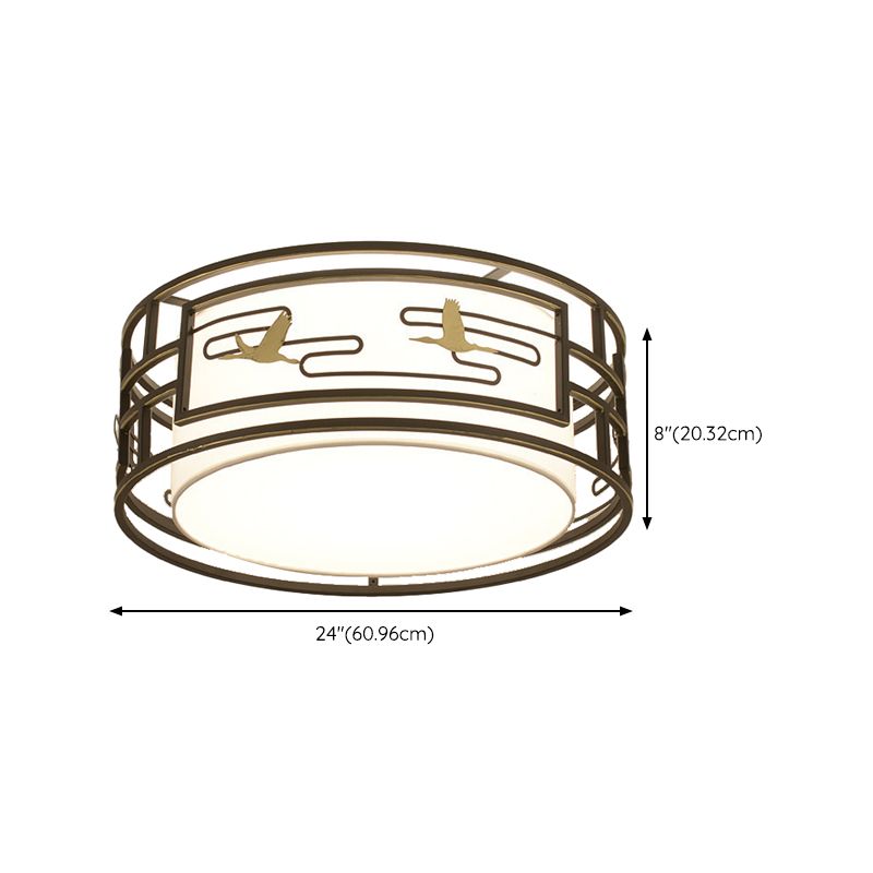 5-Lights Modern Style Flush Mount Fabric Ceiling Light in Brown for Bedroom