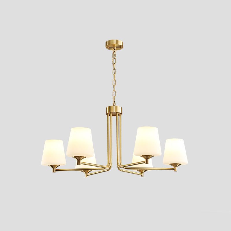 Moderne stijl conische plafondophanging verlichting multi -lichten melkglas plafond kroonluchter