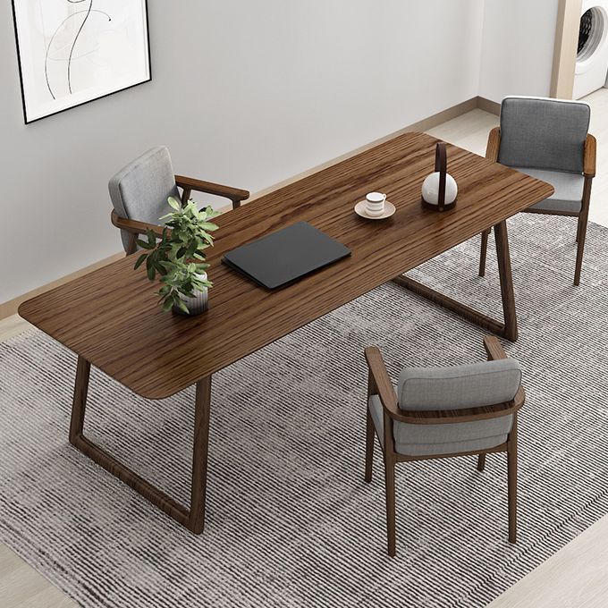 Rectangle Industrial Dining Table Solid Wood Fixed Table for Kitchen