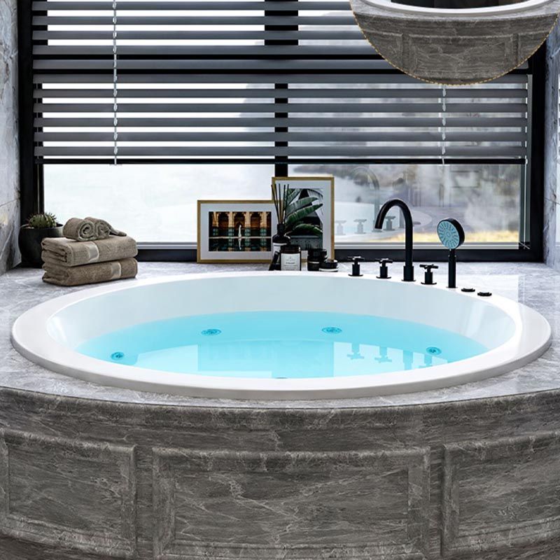 Modern Round Drop-in Bath Tub Acrylic Soaking Bathtub in White
