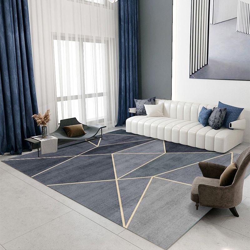 Gray Modern Rug Polyester Extravagant Rug Stain Resistant Rug for Home Decor