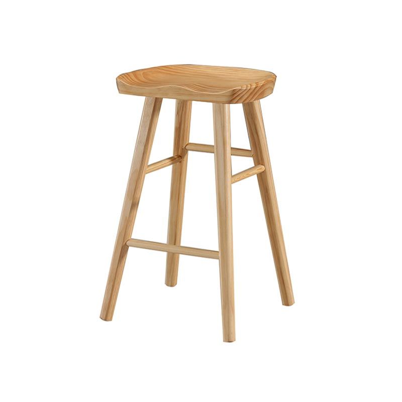 Industrial Contoured Seat Backless Solid Wood Bar Stool for Restaurant