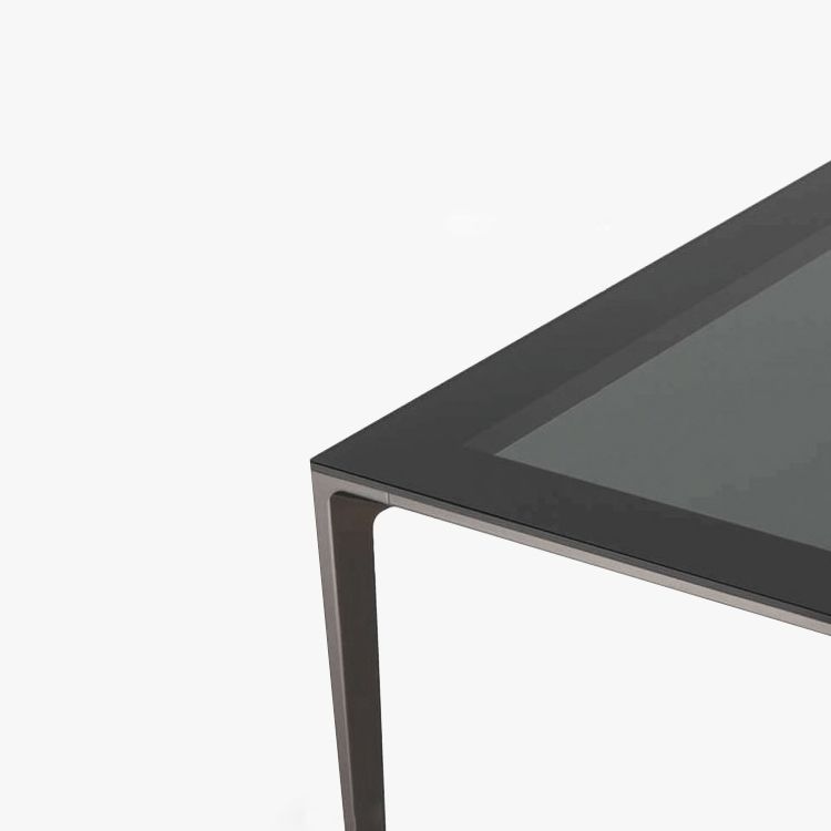 Contemporary Style Tempered Glass Dining Table 4 Legs Aluminum Alloy Base Rectangle Table for Home