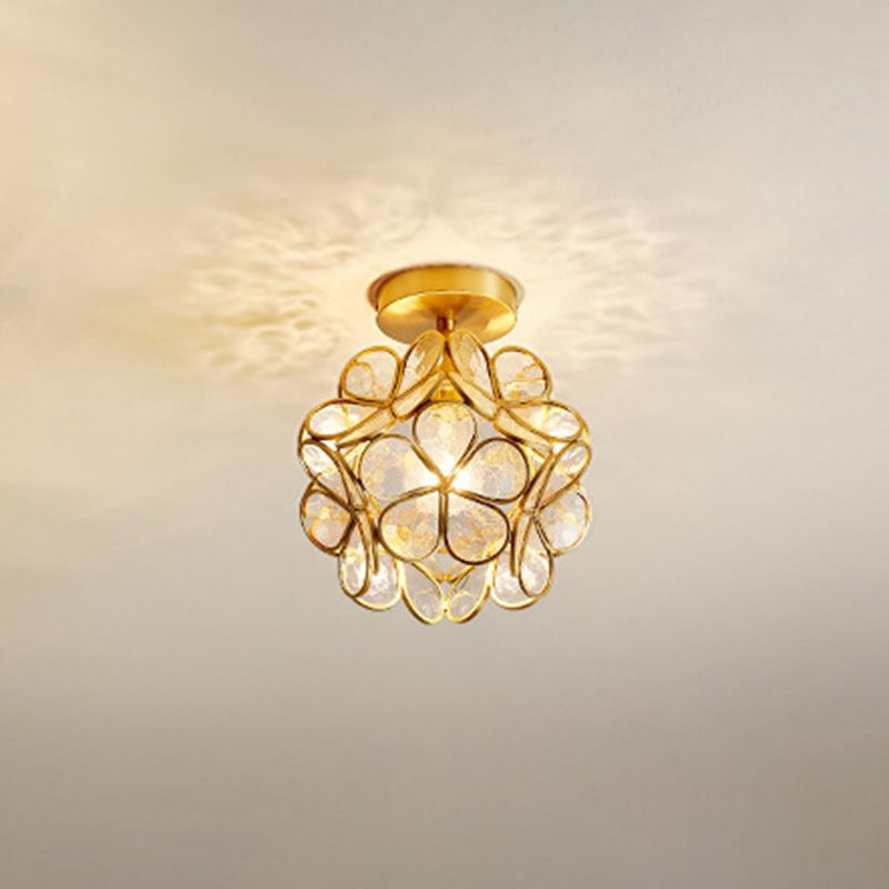 Mini plafonniers encastrés de style vintage traditionnel avec abat-jour en verre