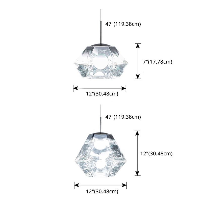 Minimalism Polyhedra Diamond Shade Hanging Light Nordic Style Acrylic Lighting Pendant for Coffee Shop Restaurants