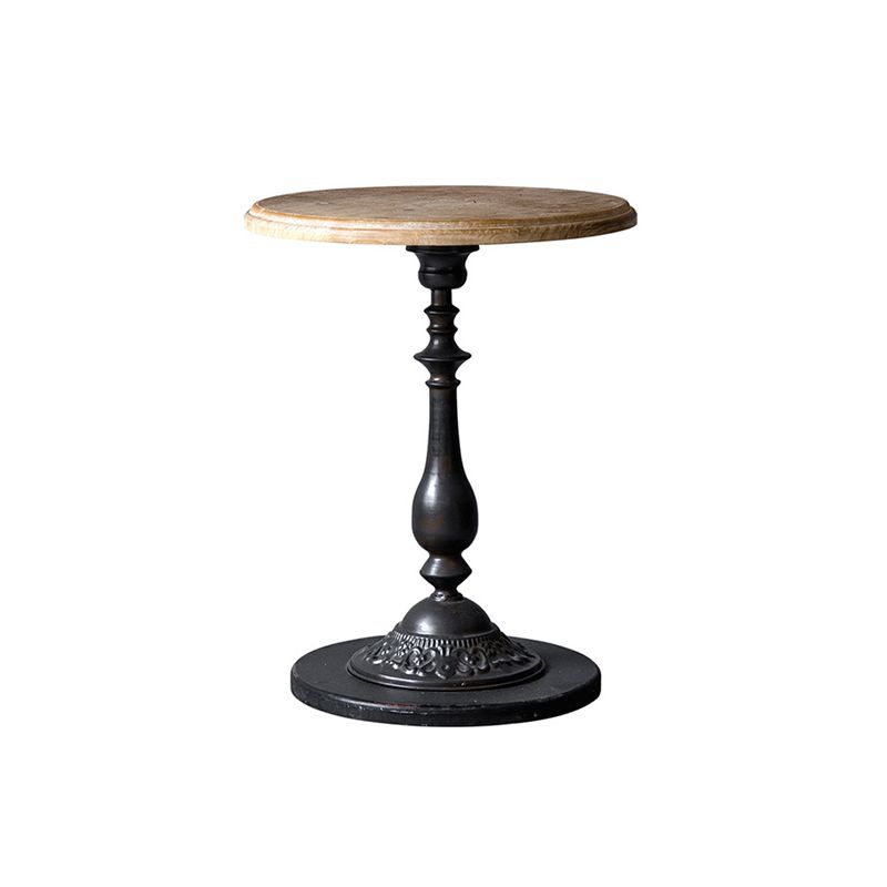 Pedestal Side Table Wood Round Side End Table- Distressed Surface Treatment