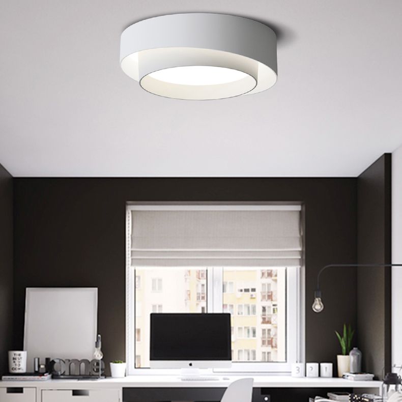 Modern Minimalist LED Ceiling Fixture Lacquered Iron Circular Flush Mount with Acrylic Shade