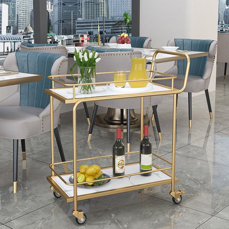 Modern Open Storage Prep Table Rectangular Dining Room Kitchen Trolley