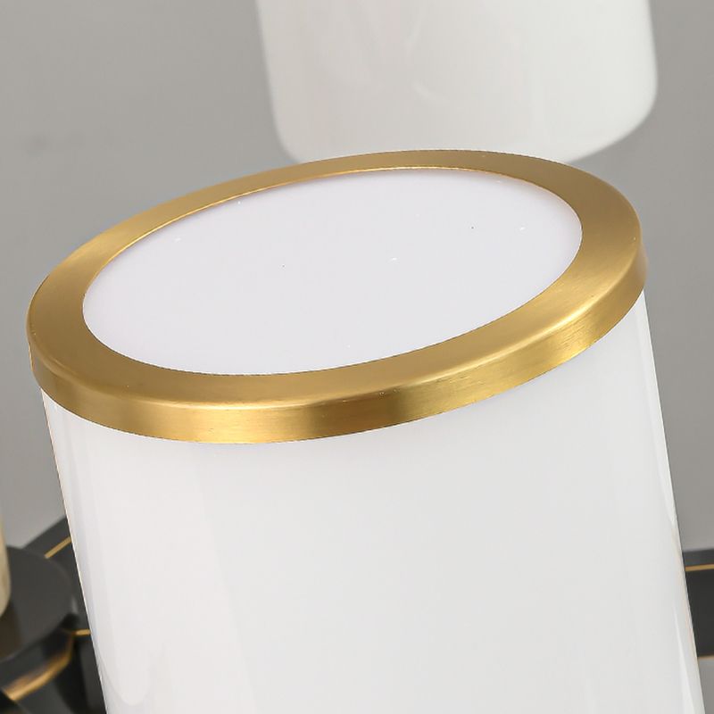 Cylindrical Shape Pendant Lights Modern Style Glass Chandelier Lights in Gold