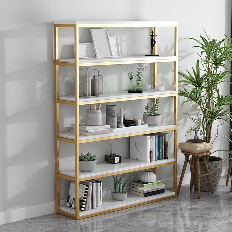 Glam Antique Finish Shelf Bookcase Metal Bookshelf with Rectangular Shelves