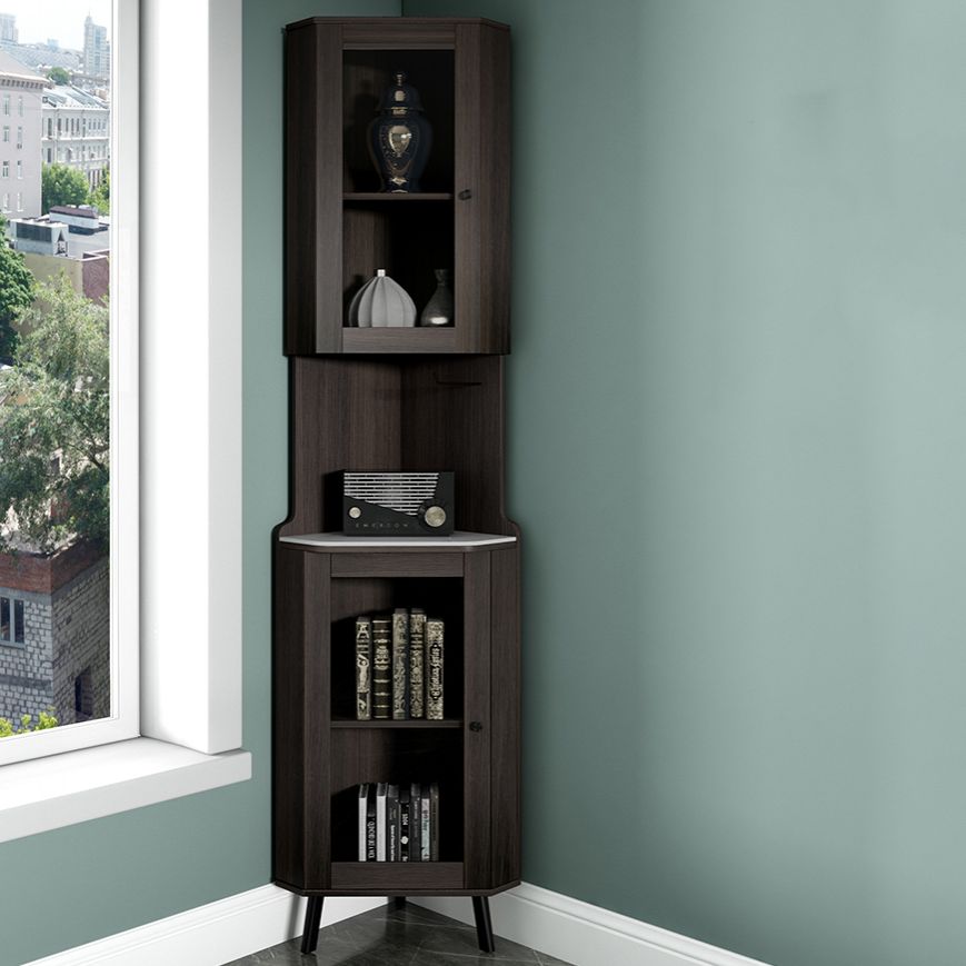 Modern Stone Buffet Sideboard 81"H Glass Doors Dining Room Buffet Server