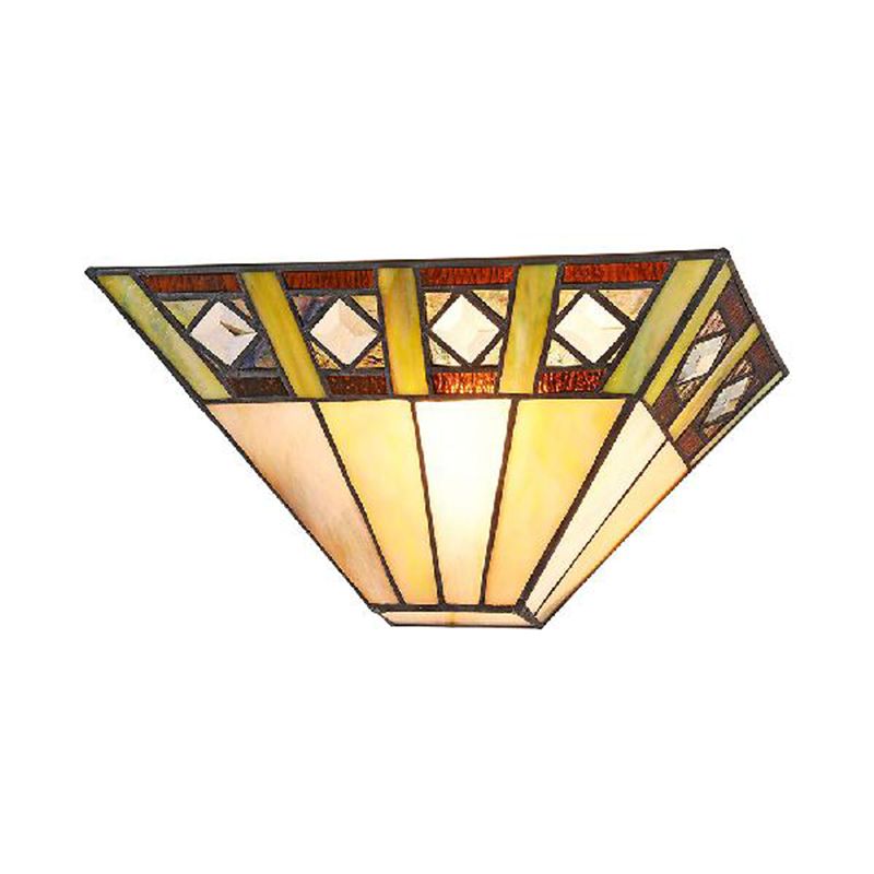 Mission Wall Mount Light with Trapezoid Shade Stained Glass 1 Bulb Sconce Light for Bedroom