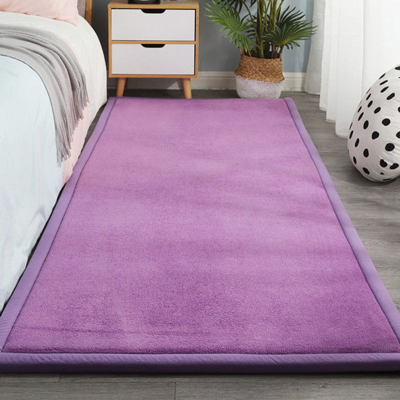 Solid Color Rug Short Velvet Living Room Carpet Polyester Washable Area Rug