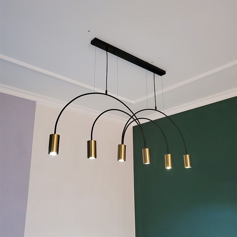 Metal Cylindrical Shade Island Pendant Modern Style Multi Light Island Lighting