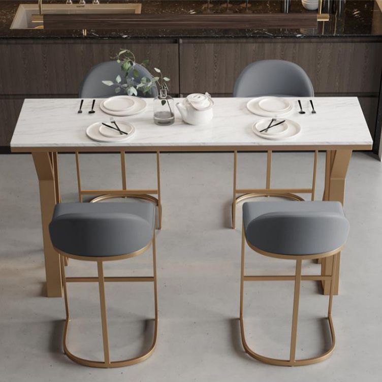 Glam Bucket Dining Stools Low Back Bar Stools with Gold Metal Base