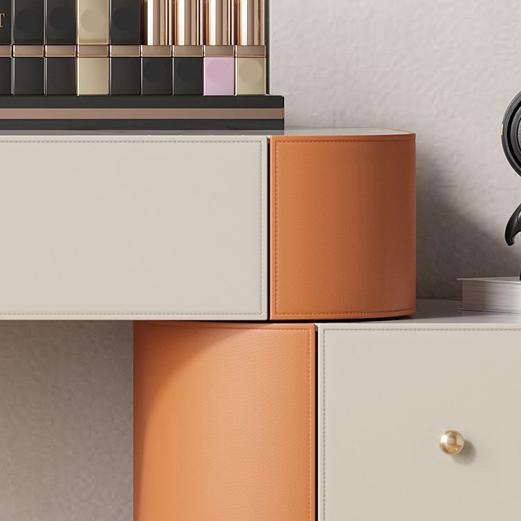 Luxurious Vanity Set with Padded Stool 5 Storage Drawers Vanity Desk