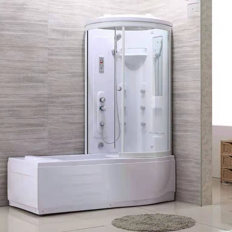Corner Tub & Shower Kit Easy Clean Glass Tub & Shower Kit with Light