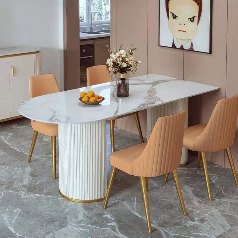 Traditional Luxury Dining Table White Sintered Stone Dining Table for Kitchen