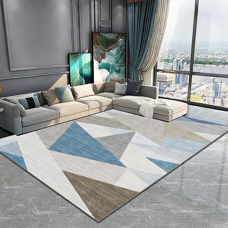 Multicolor Home Decoration Carpet Modern Triangle Print Area Rug Polyester with Non-Slip Backing Rug