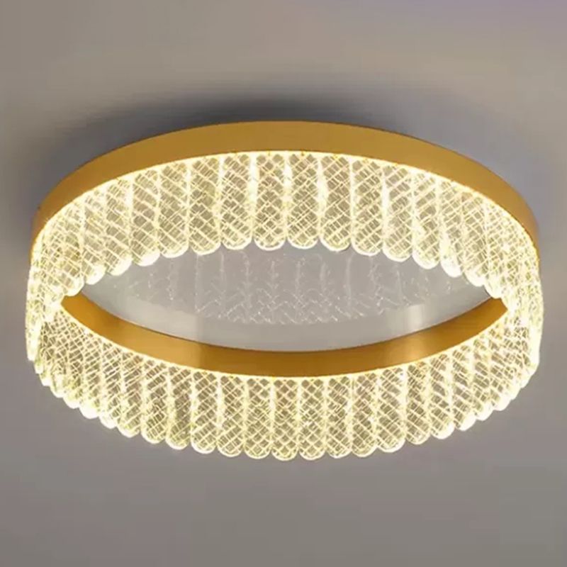Prismatic Crystal Ring Shaped Flush-Mount Light Eenvoud Gold LED Plafond Fixture voor Slaapkamer