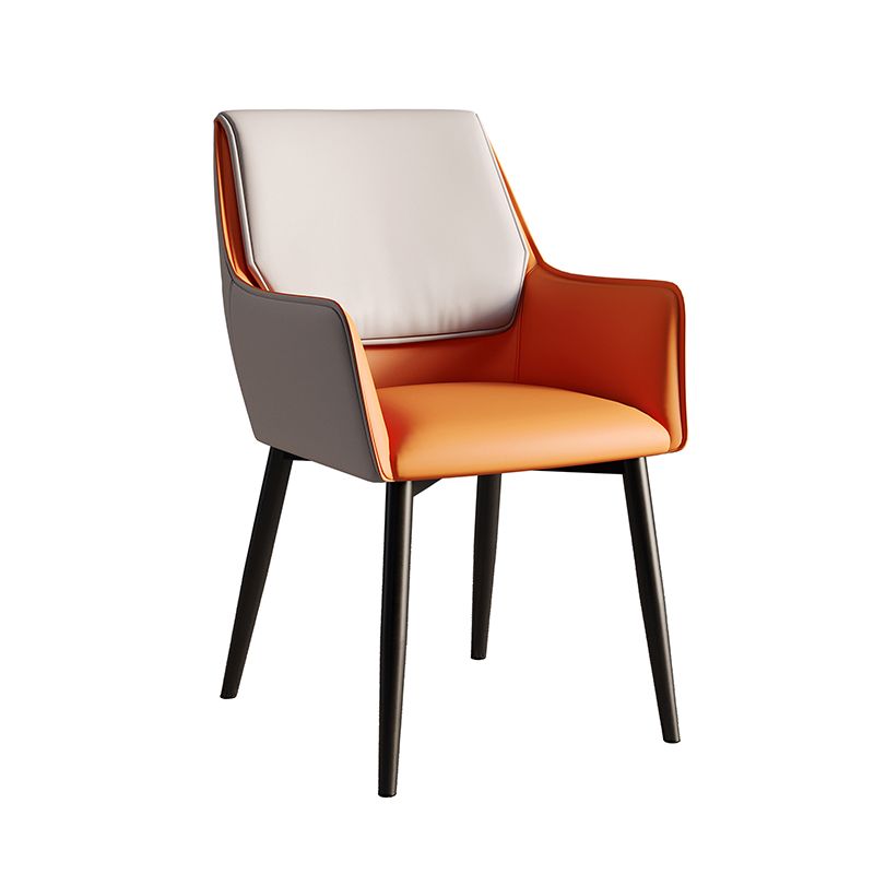 Home Contemporary Arm Chair Parsons Back Metal Dining Room Chair with Cushion